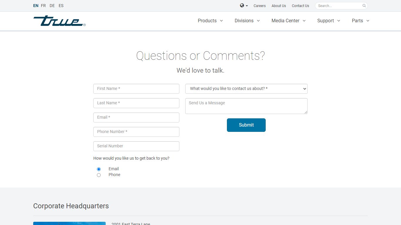 Contacts | True Manufacturing Co., Inc.